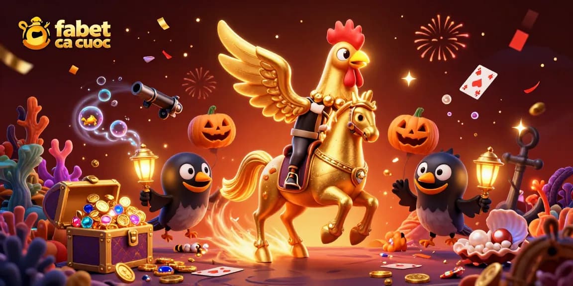 Win big with fabet com ca cuoc in a vibrant casino scene featuring a golden rooster and energetic elements.