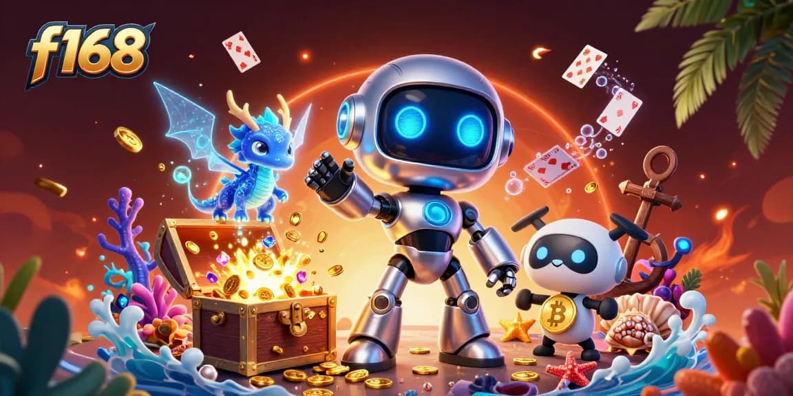 f168 casino scene showcasing colorful treasures and gaming elements with engaging characters in action
