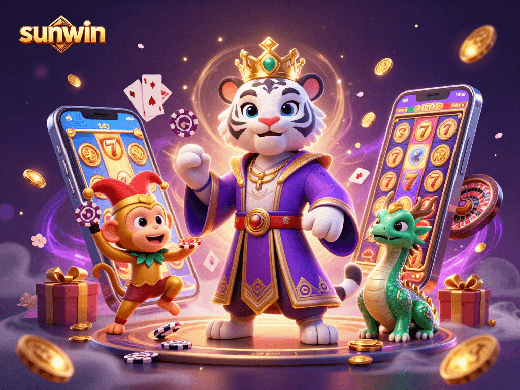 Experience the thrilling gameplay of sunwin slots as characters engage in a dazzling casino scene.