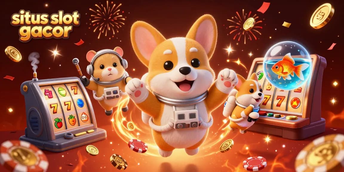 Experience exciting gameplay with situs slot gacor as a playful astronaut corgi explores a cosmic casino.