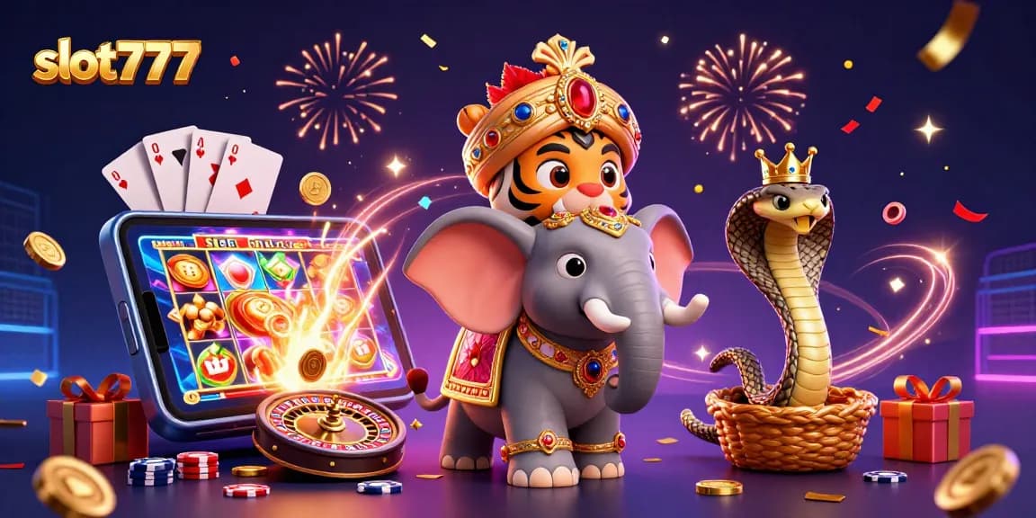 Experience thrilling wins with slot777 in this vibrant, dynamic casino illustration featuring exciting gameplay.