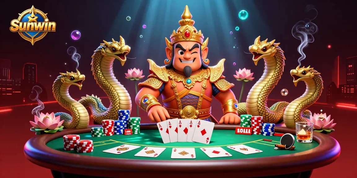 Play poker with Sunwin’s vibrant characters in a captivating scene of excitement and action.