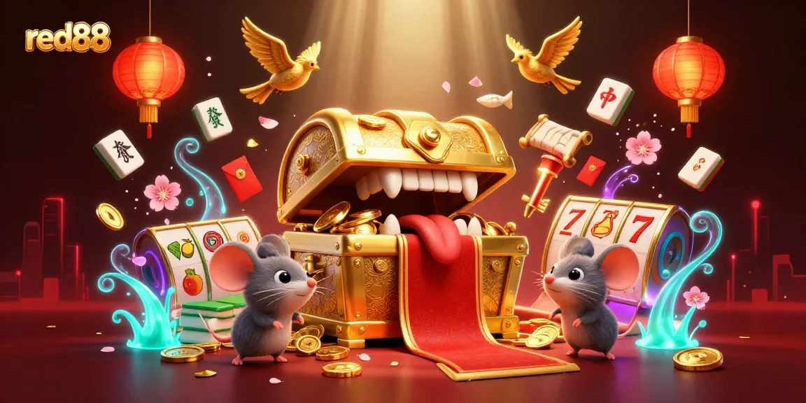 Engage with red88's thrilling slot experience featuring adventure, treasure, and vibrant casino elements.