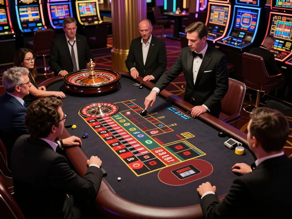 The thrilling gameplay at 79win's live dealer roulette table, showcasing elegant casino atmosphere with players placing bets.
