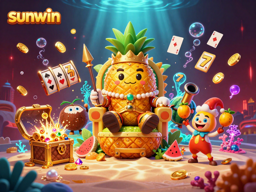 Experience thrilling gameplay at sunwin with our vibrant illustrated casino scene featuring engaging slot machines.