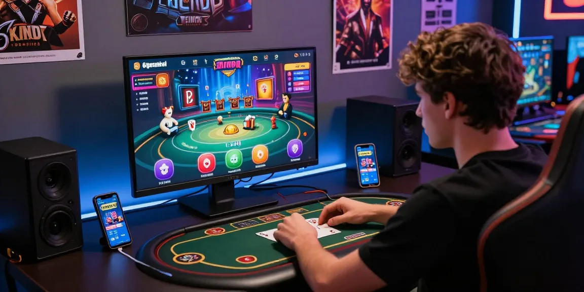 Player engaged in online card games on 68gamebai with vibrant gaming graphics and sleek gaming setup.
