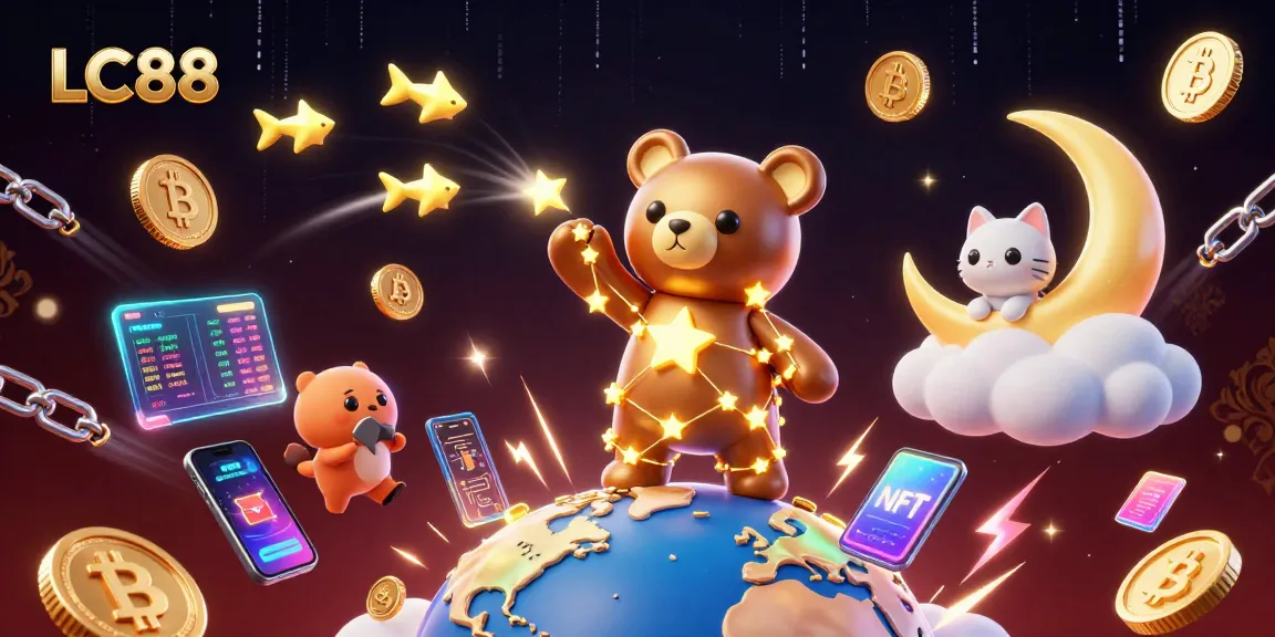 Experience the excitement of LC88 with dynamic casino-themed elements and vibrant characters.