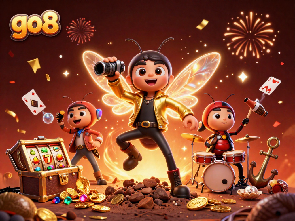 Experience the excitement at go8 with vibrant 3D characters, explosive treasures, and a thrilling casino atmosphere.