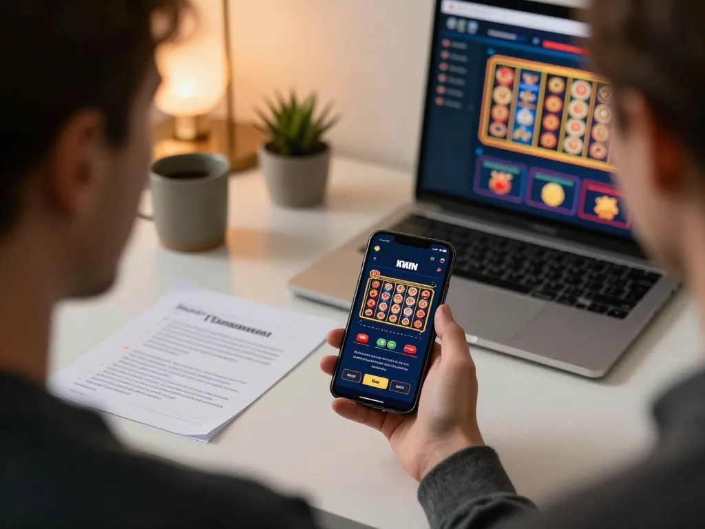 KWIN app screen showing exciting slot games, capturing the thrill of online gambling.