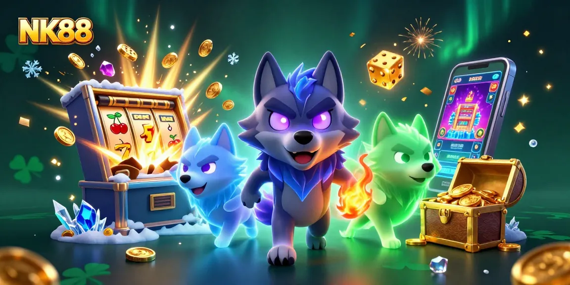 Engage with NK88's thrilling jackpot experience through an ultra-detailed 3D casino illustration.