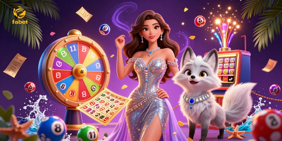Engage with fabet's vibrant casino scene featuring animated lottery balls and a glamorous atmosphere.