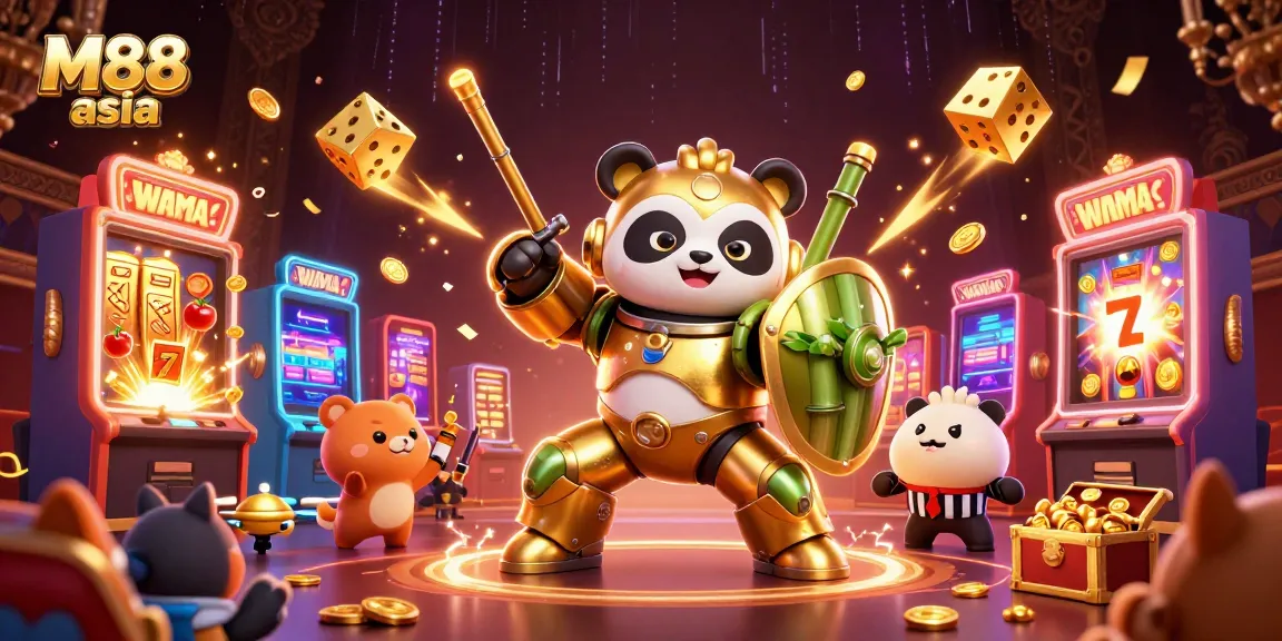 M88 asia showcases an exciting 3D animated casino scene, filled with vibrant characters and thrilling gambling elements