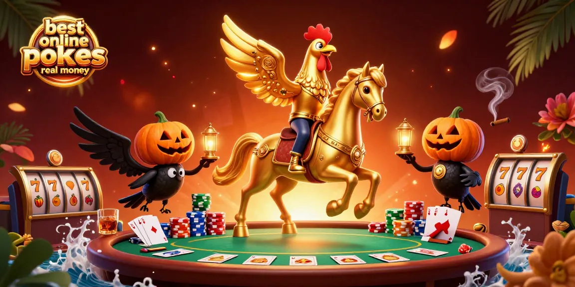 Experience the best online pokies real money with a vibrant casino scene featuring a golden rooster and slot machines.