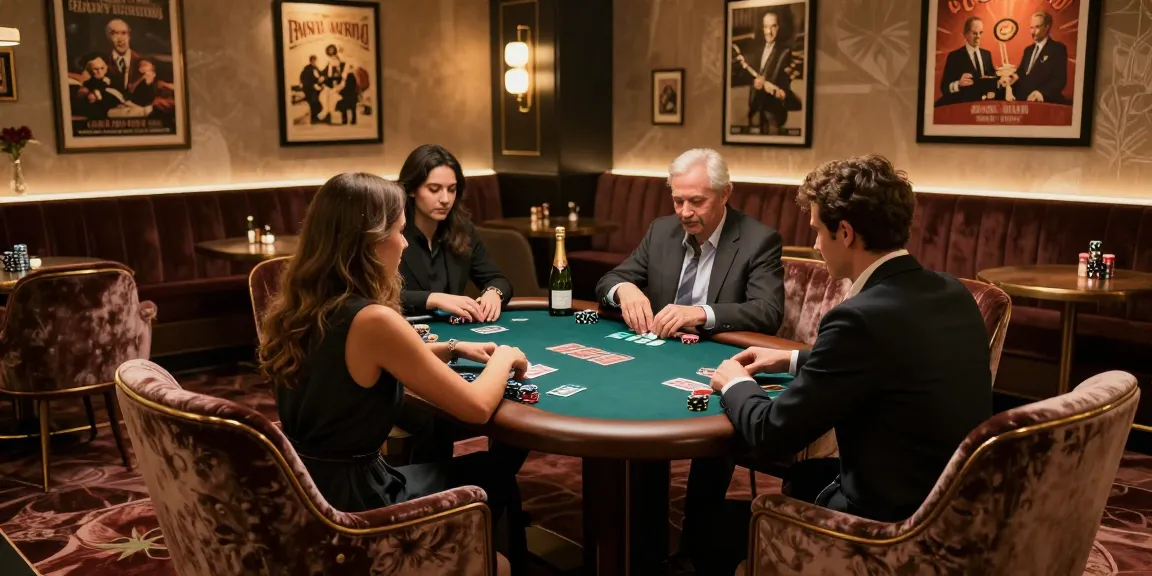 iwin luxurious gaming lounge with players enjoying high-stakes card games and champagne