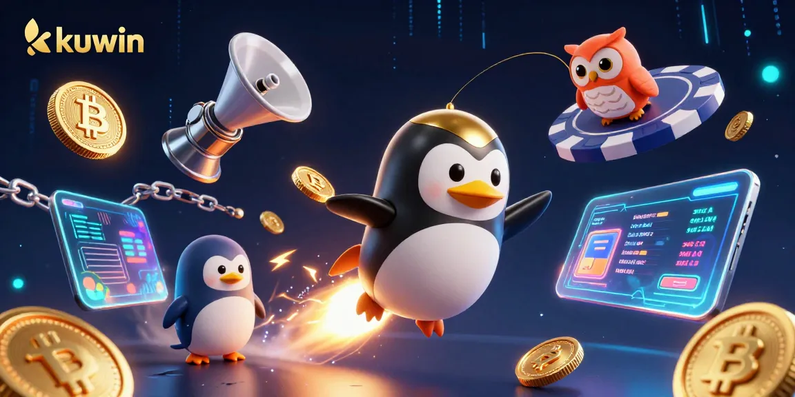 Kuwin's penguin soars through a casino-themed galaxy, embodying winning excitement!
