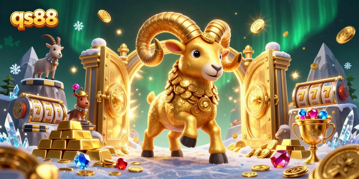 Experience thrilling gameplay at qs88, featuring a vibrant 3D scene with a golden ram and dynamic casino elements.