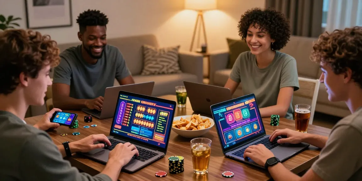 Giocatori entusiasti in un casinò online non AAMS, immersi nei loro giochi e circondati da comfort e allegria.