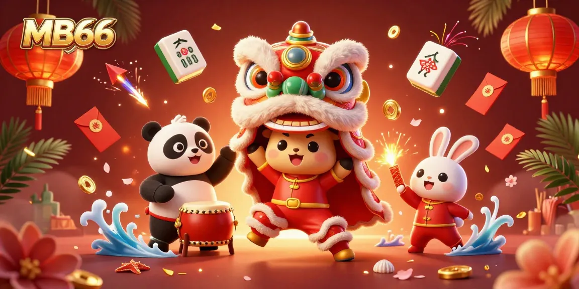 Experience thrilling moments with MB66 in this festive 3D casino illustration featuring vibrant elements.