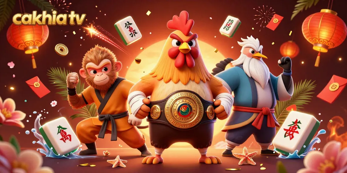 Experience live matches with cakhia tv in a vibrant 3D casino scene featuring dynamic characters.