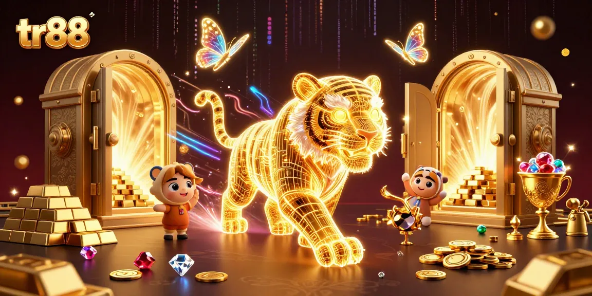 Experience exhilarating gaming at TR88 as the golden tiger prowls through a dazzling digital casino.