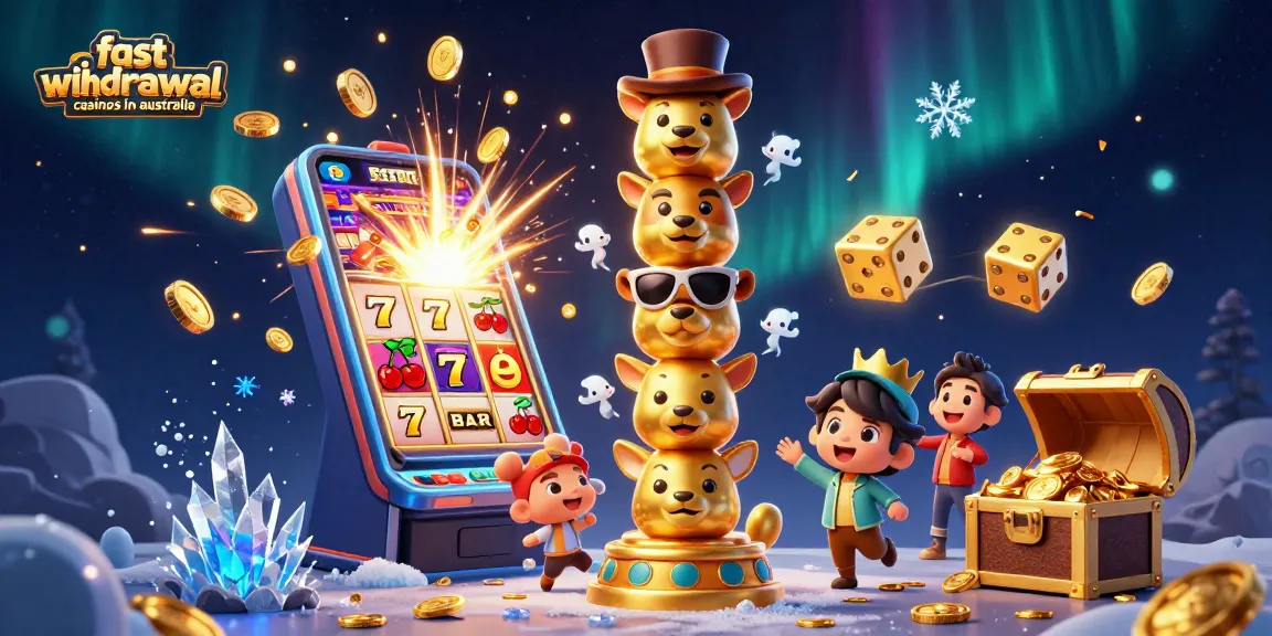 Experience fast withdrawal casinos in Australia with a vibrant 3D casino illustration highlighting exciting gaming elements.