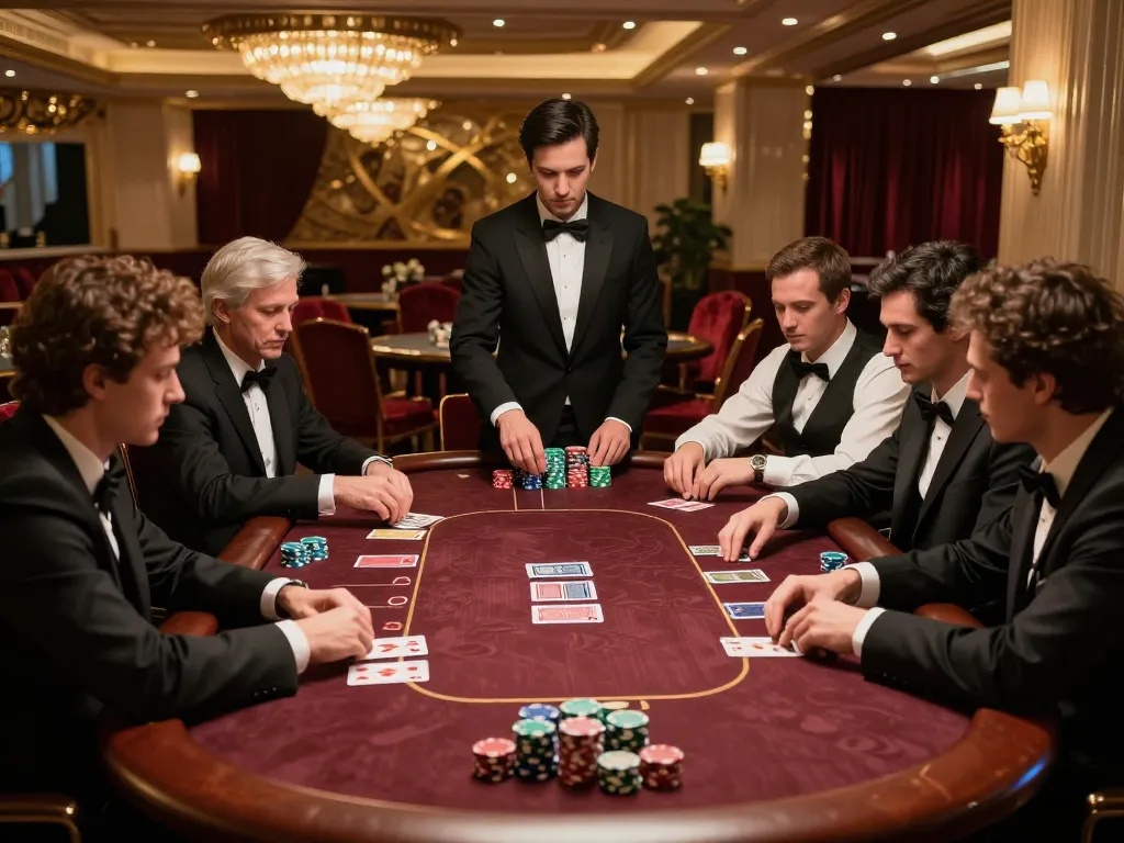 Players tactically engaging in a high-stakes poker game at keonhacaii's upscale venue.