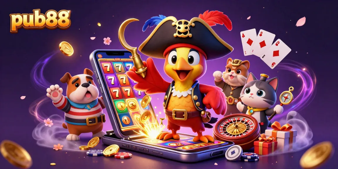 Engage with pub88's winning strategy featuring pirates and vibrant casino elements in a fantasy setting.