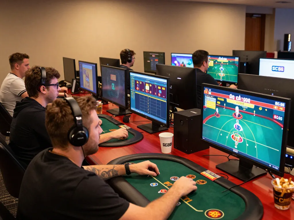 Players engaged in a thrilling SC88 game online, showcasing excitement in a modern gaming setup.
