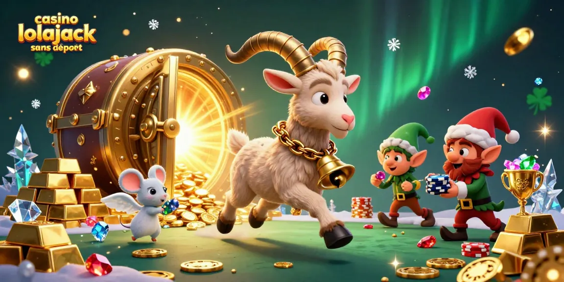 Experience thrill at casino lolajack sans dépôt with 3D illustrations of Krampus, an angel mouse, and elf gremlins.