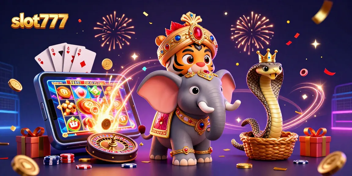 Experience thrilling wins with slot777 in this vibrant, dynamic casino illustration featuring exciting gameplay.