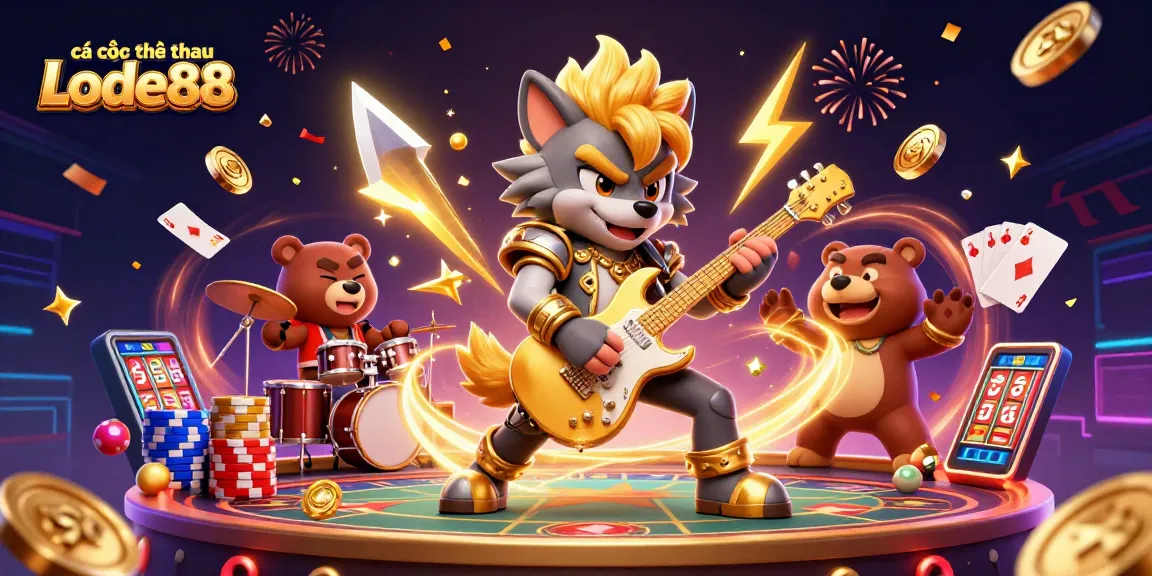 Experience cá cược thể thao Lode88 with vibrant betting elements and dynamic characters in action.
