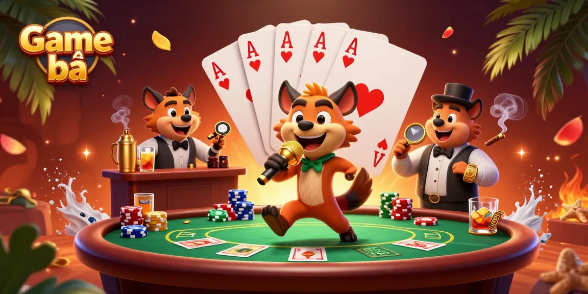 Engage in Game bài with vibrant hyena characters in a lively comedy casino scene.