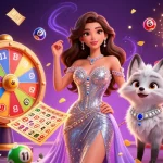 Engage with fabet's vibrant casino scene featuring animated lottery balls and a glamorous atmosphere.