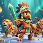 Join the excitement at lu88 with vibrant characters, slots, and crypto elements in this lively 3D casino scene.