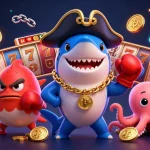 Engage with nk88 com through a vibrant online casino experience featuring a cartoon pirate shark.