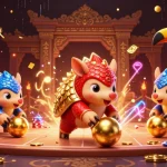 ea88 pangolins compete in a vibrant casino scene with golden chips and feathers