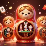 Experience the thrilling action at vipwin with a vibrant 3D casino illustration showcasing Matryoshka bears and gaming elements
